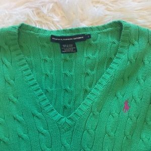 Kelly green RALPH LAUREN v-neck sweater